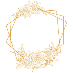 outline flower gold frame decoration