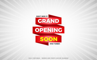 Grand opening sale poster, sale banner design template with 3d editable text effect