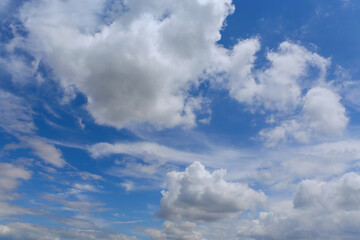 Beautiful cumulus clouds in sunny day. Atmosphere background or wallpaper