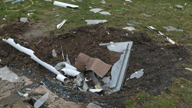 Crater from a Russian shell