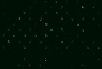 Dark green vector template with isolated letters.