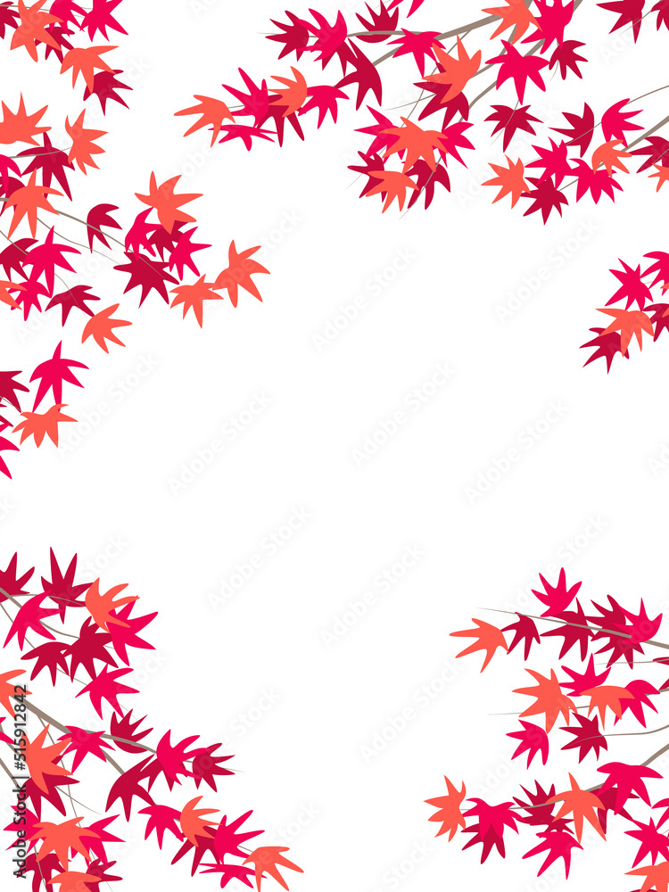 Wall mural autumn vertical frame with red japanese maple branches.