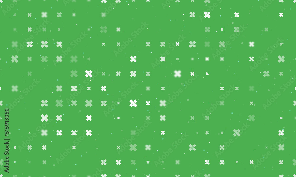Poster seamless background pattern of evenly spaced white adhesive plaster symbols of different sizes and o