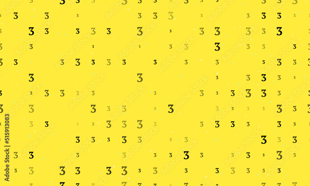 Poster seamless background pattern of evenly spaced black number three symbols of different sizes and opaci