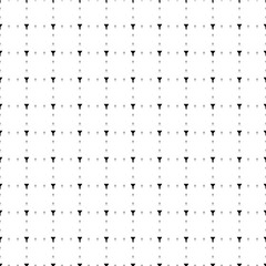 Square seamless background pattern from geometric shapes are different sizes and opacity. The pattern is evenly filled with small black funnel symbols. Vector illustration on white background