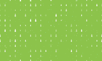 Seamless background pattern of evenly spaced white nail polish symbols of different sizes and opacity. Vector illustration on light green background with stars