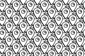 Seamless pattern completely filled with outlines of real estate location symbols. Elements are evenly spaced. Vector illustration on white background