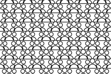 Seamless pattern completely filled with outlines of people symbols. Elements are evenly spaced. Vector illustration on white background