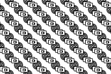 Seamless pattern completely filled with outlines of videoconference symbols. Elements are evenly spaced. Vector illustration on white background