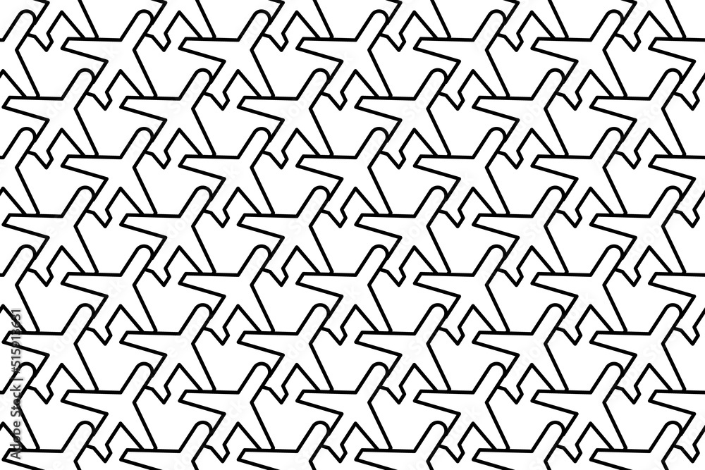 Poster seamless pattern completely filled with outlines of plane symbols. elements are evenly spaced. vecto