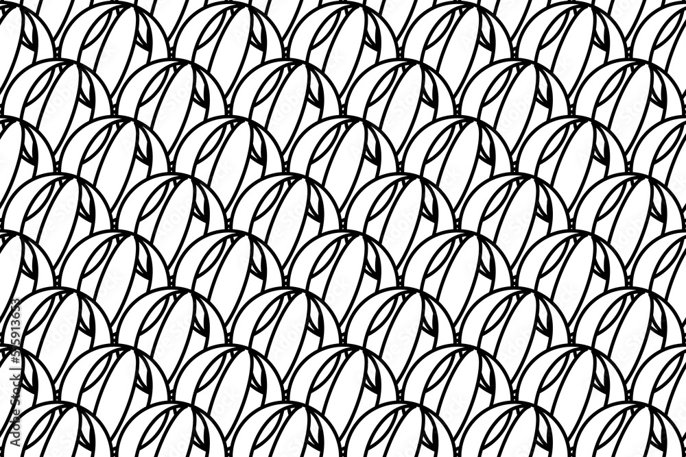 Poster seamless pattern completely filled with outlines of beach ball symbols. elements are evenly spaced. 
