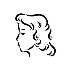 Black and white retro fashion model in sketch style. Hand drawn vector illustration