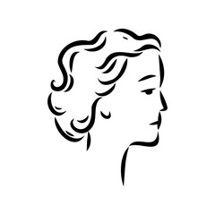 Black and white retro fashion model in sketch style. Hand drawn vector illustration