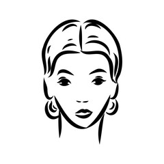 Black and white retro fashion model in sketch style. Hand drawn vector illustration