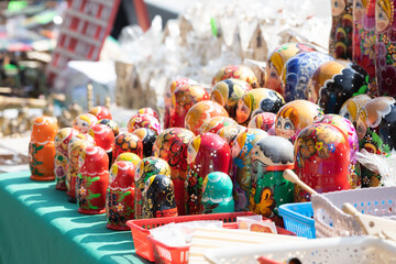 Russian souvenirs traditional fair Moscow matryoshka