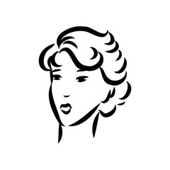 Black and white retro fashion model in sketch style. Hand drawn vector illustration