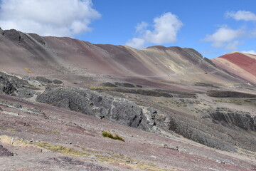 Rainbow Mountain Vinicunca (Montana de siete colores) and the valleys and landscapes around it in Peru
