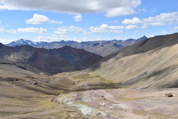 Rainbow Mountain Vinicunca (Montana de siete colores) and the valleys and landscapes around it in Peru