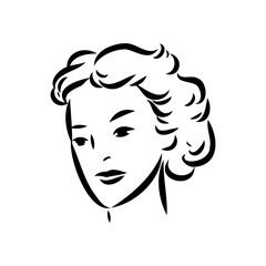 Black and white retro fashion model in sketch style. Hand drawn vector illustration