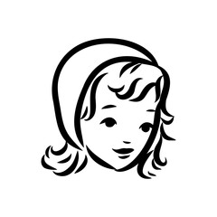Black and white retro fashion model in sketch style. Hand drawn vector illustration