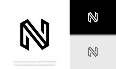Fototapeta premium Initials N logo design. Initial Letter Logo. Innovative high tech logo template.