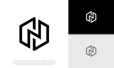 Initials N logo design. Initial Letter Logo.	
Innovative high tech logo template.