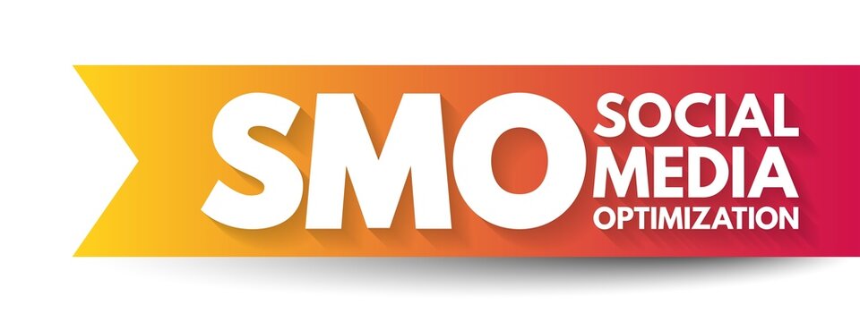 SMO Social Media Optimization - use of a number of outlets and communities to generate publicity to increase the awareness of a product, acronym text concept background