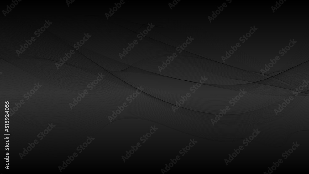 Poster abstract futuristic wavy stripes. abstract curved lines on a black gradient background. vector.