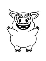 Freundlich lustiges Schwein Comic 