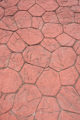 uneven reddish tile floor with joints, vector cement background texture