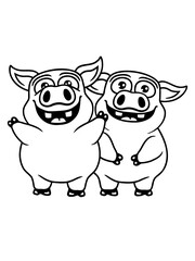 Naklejka premium Freunde Team lustige Schweine 