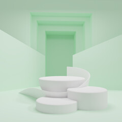 3d minimal podium step scene on pastel background. showcase product. 3d rendering