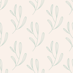 Silver leaves. Floral seamless pattern. 
