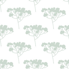 Fancy branch. Floral seamless pattern. Polka dot. 