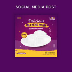 Delicious weekend menu promotion social media post banner