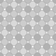 Repeated color geometric figures with grey outlines. Tiles wallpaper. Seamless surface pattern design with regular octagons and squares. Diamonds motif. Digital paper for textile print, web designing.