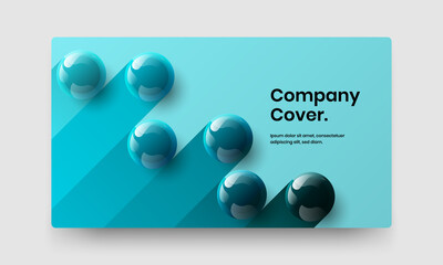 Premium pamphlet vector design template. Original 3D balls horizontal cover concept.