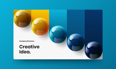 Vivid 3D spheres front page concept. Abstract horizontal cover design vector illustration.