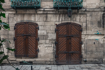 Beautiful vintage doors in urban architecture