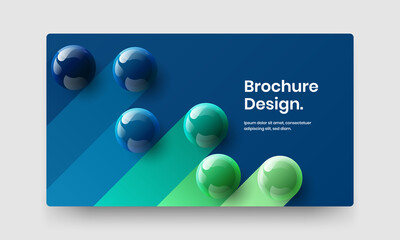 Original postcard vector design template. Premium 3D spheres company identity concept.