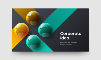 Fresh cover vector design layout. Colorful realistic balls presentation concept.