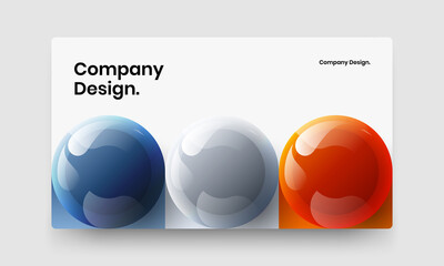 Creative realistic balls corporate brochure concept. Geometric poster design vector template.