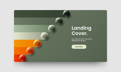 Clean 3D spheres book cover concept. Simple web banner vector design layout.