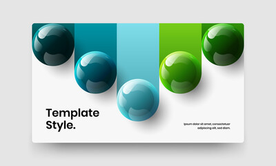 Colorful 3D spheres poster illustration. Simple front page vector design concept.