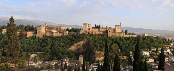Fototapeta na wymiar Panoramic view of Alhambra palace and fortress in Granada