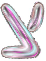 Silver foil inflatable toys font Hebrew letters balloons. 3d illustration of a realistic letter Tsade isolated on white. Hebrew alphabet.Type for Jewish holidays 