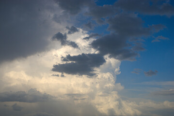 Fototapeta na wymiar background of light and dark clouds on blue sky, background