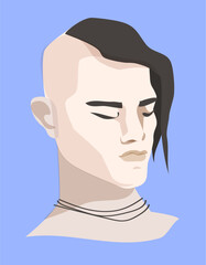 Fashionable young man vector portrait 
