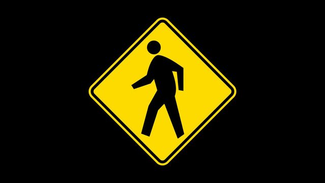 Pedestrian Crossing Sign Animation, Yellow Road Symbol