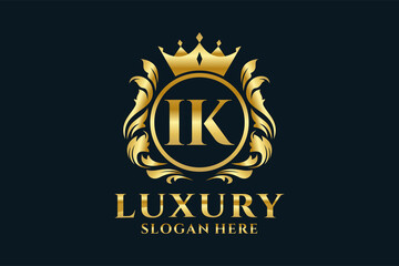 Initial IK Letter Royal Luxury Logo template in vector art for luxurious branding projects and other vector illustration.